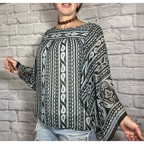 Bob Mackie Flowy Cape Style Blouse - Picture 1 of 6